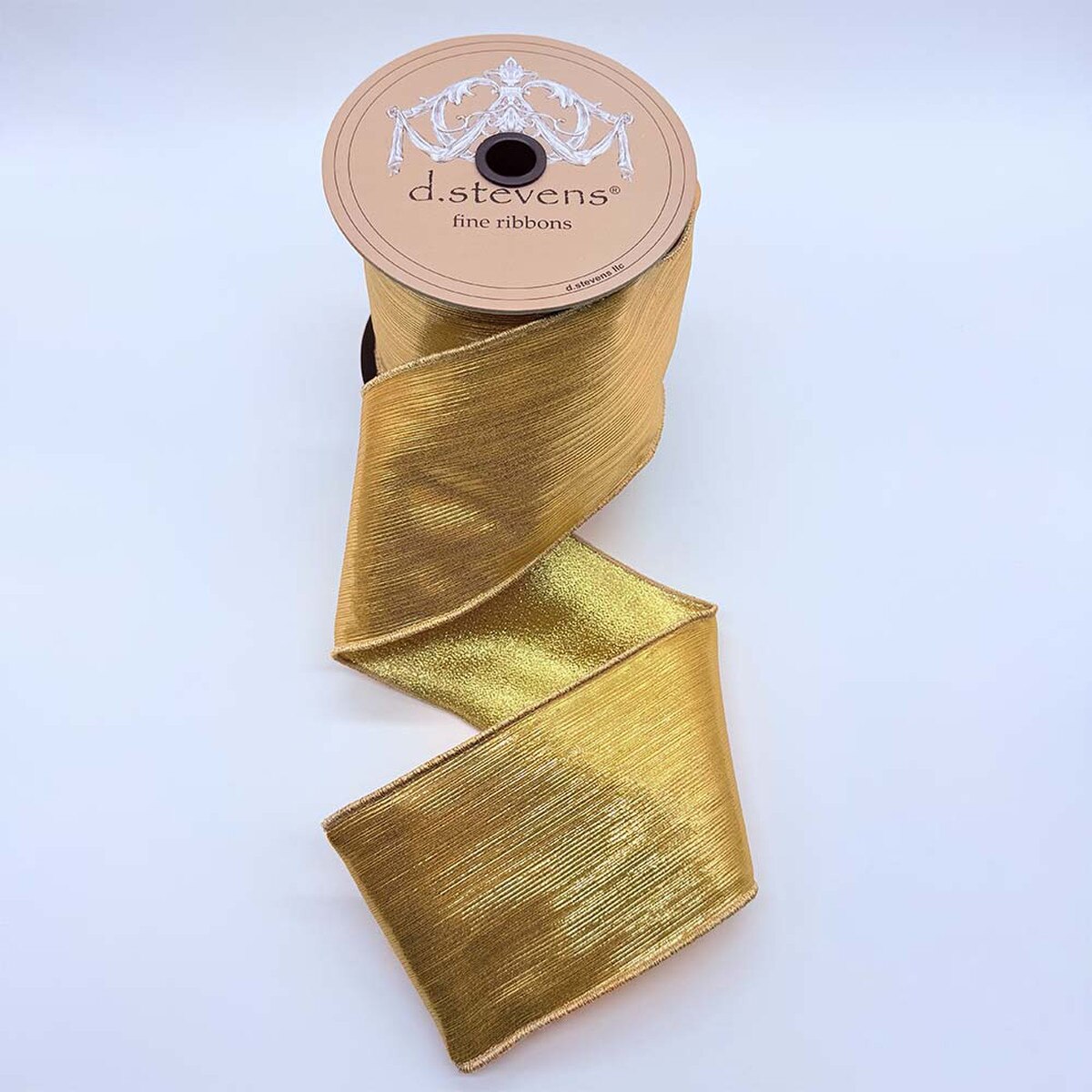 Gold Soft Ribbon with Metallic Brushed Lines 4" x 10 Yds