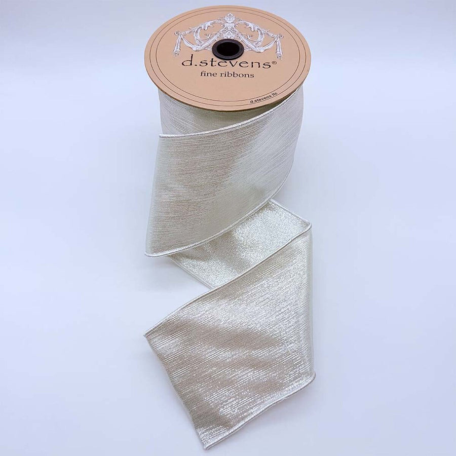 Silver Back Platinum Ribbon 4 Inch x 10 Yards