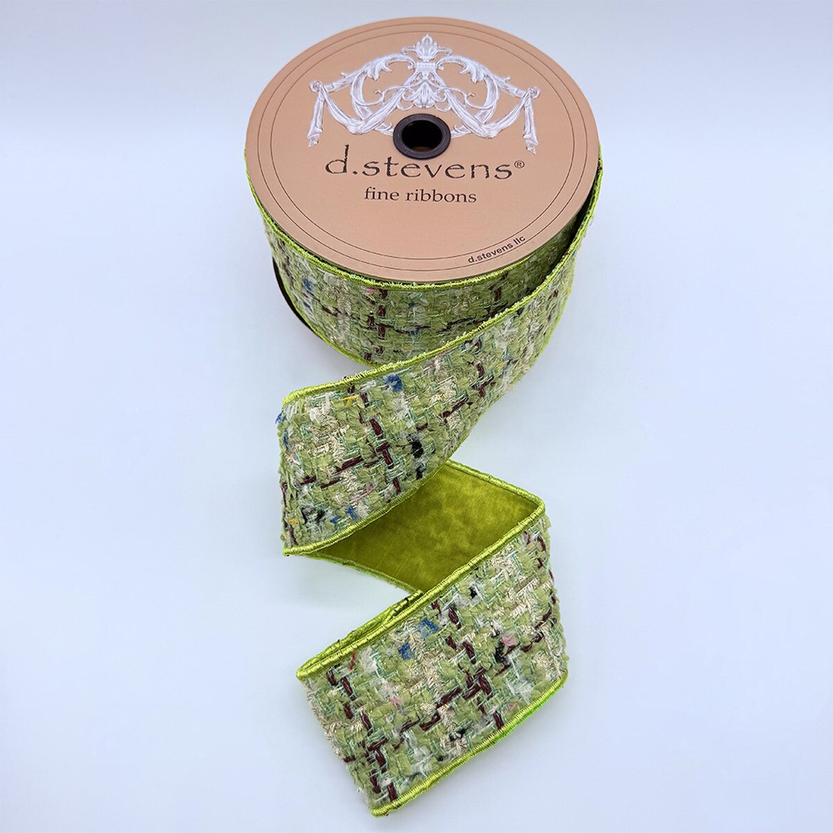 Boucle Ribbon Burgundy Mint Green 2.5 Inch x 10 Yards
