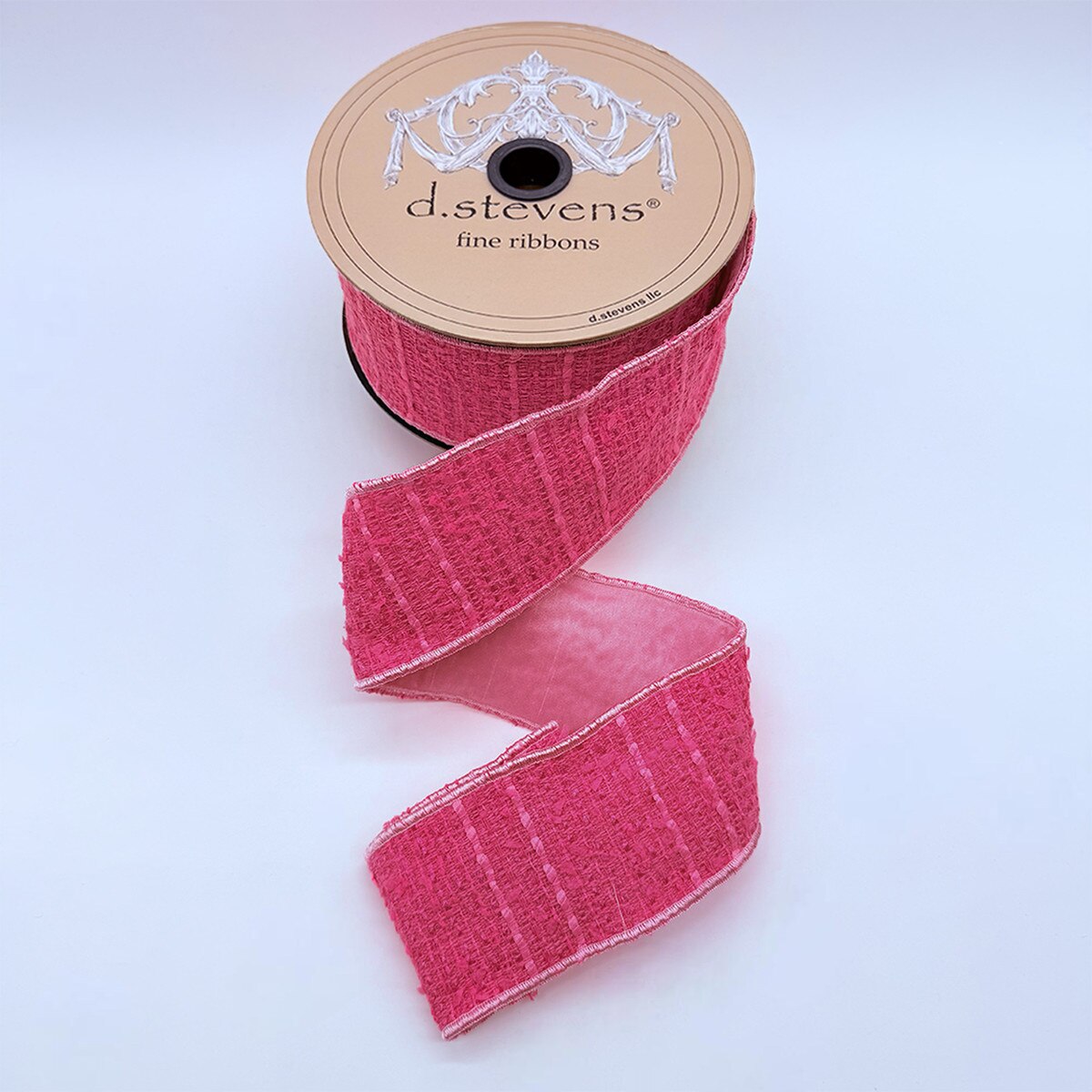 Boucle Ribbon Pink Backing 2.5 Inch x 10 Yards