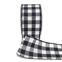 2.5 Inch Woven Check Ribbon with Wired Edge – 450-25-10 Black/White