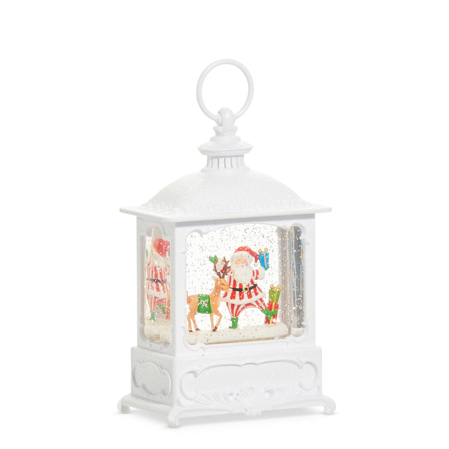 8.75" Whimsical Santa and Deer Musical Lighted Water Lantern
