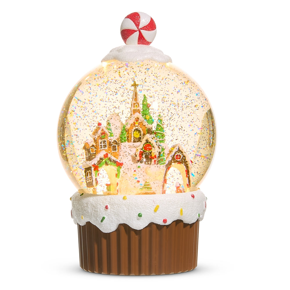 9.5" Animated Gingerbread Village Lighted Water Globe