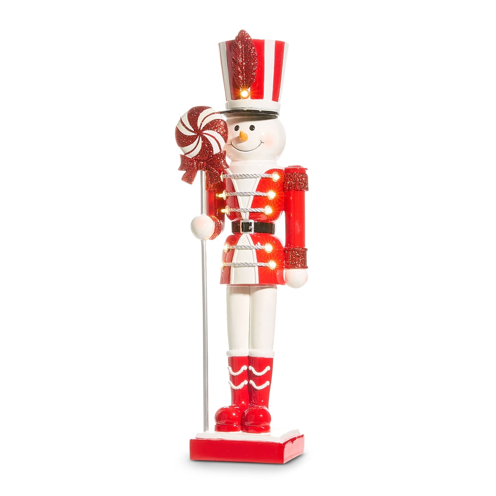 25" Lighted Peppermint Snowman Nutcracker
