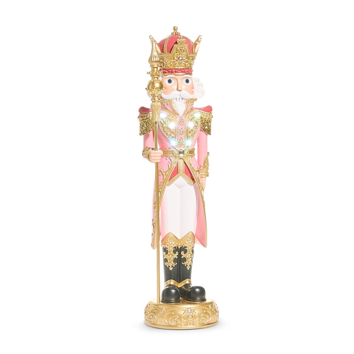 Lighted Pink Nutcracker 20 Inch Stone Powder