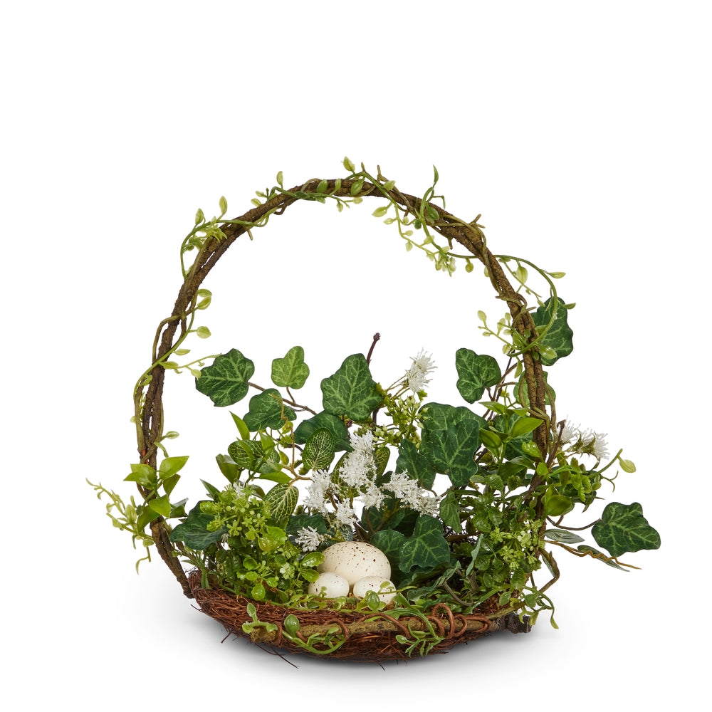 13" Basket with Nested Eggs Arrangement