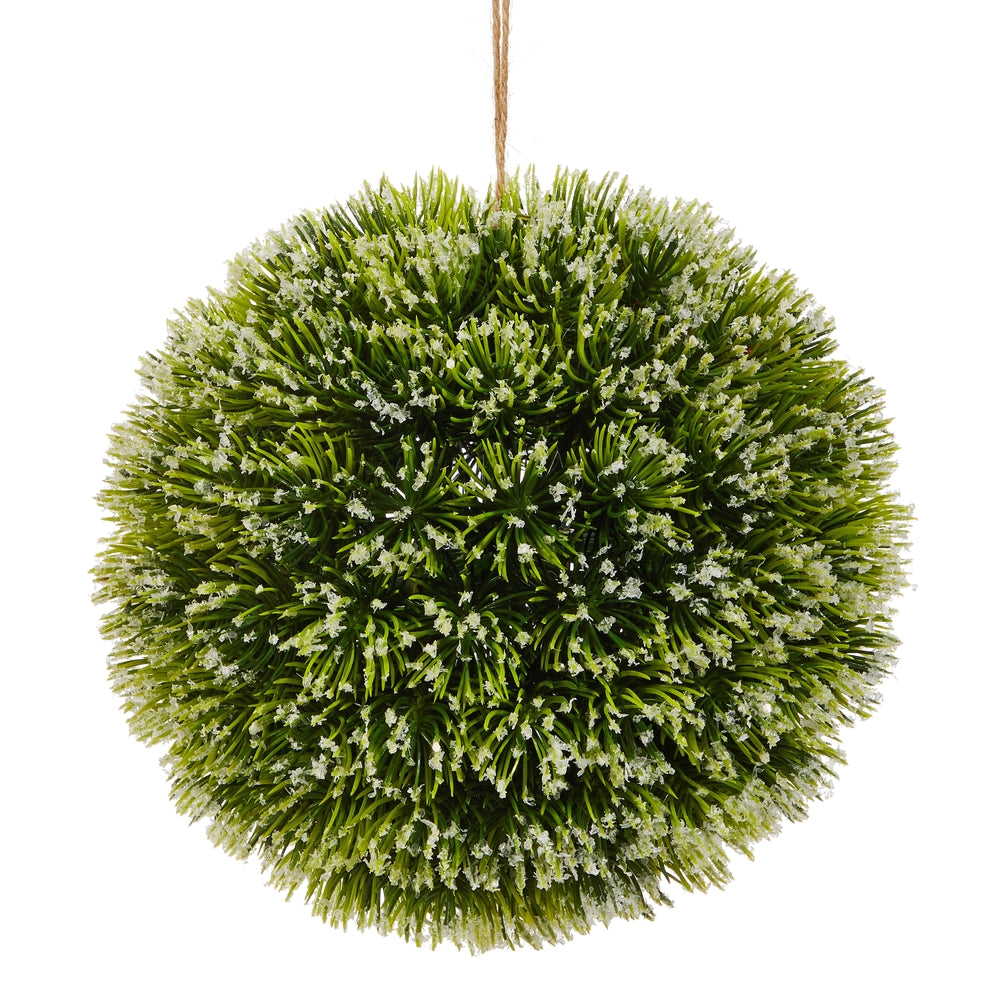 7" Iced Greenery Ball Ornament