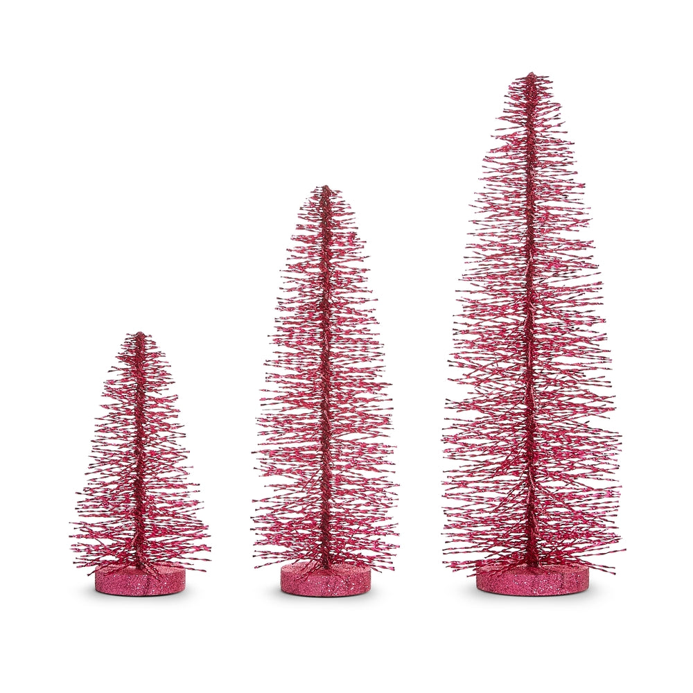 18" Pink Bottle Brush Trees