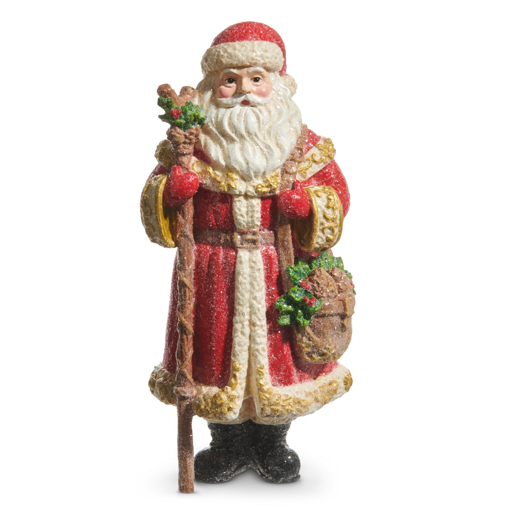 9" Holly and Pine Santa