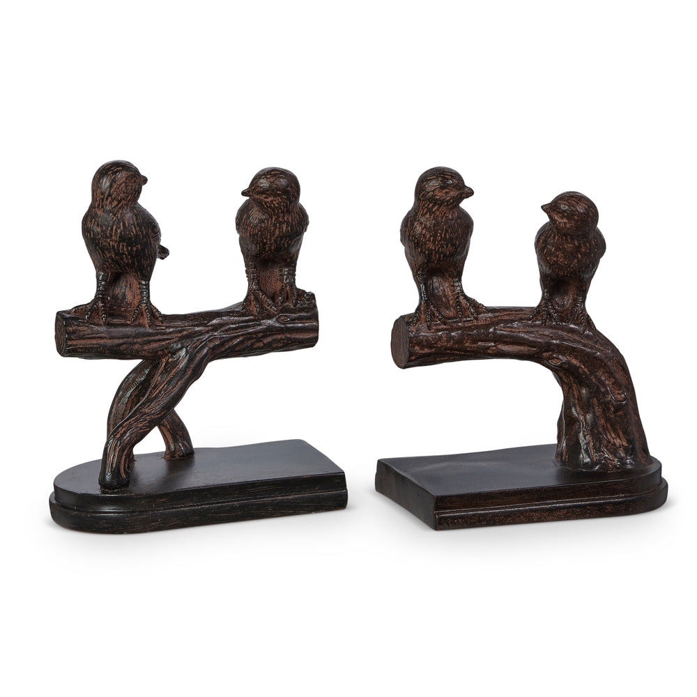 6" Birds on Branch Bookends | Set Of 2 Brown