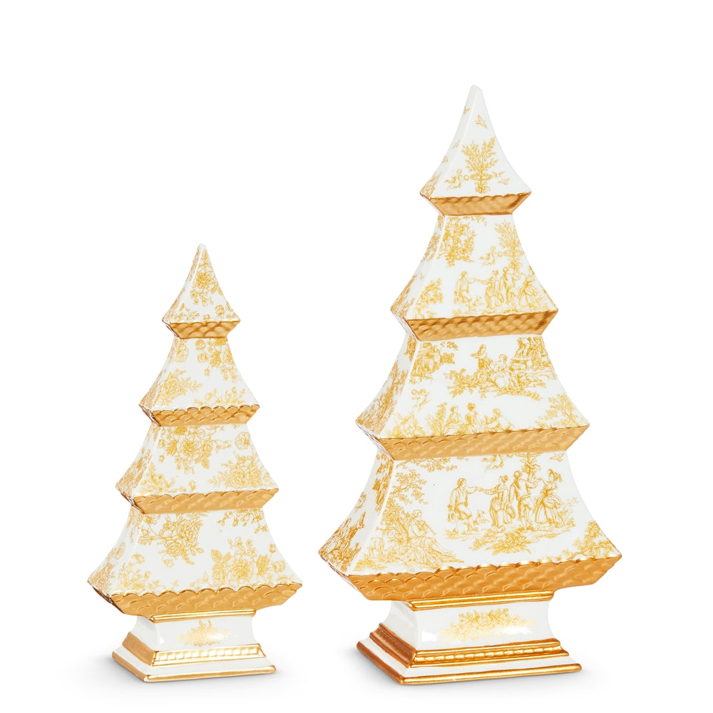 12.5" White and Gold Trees