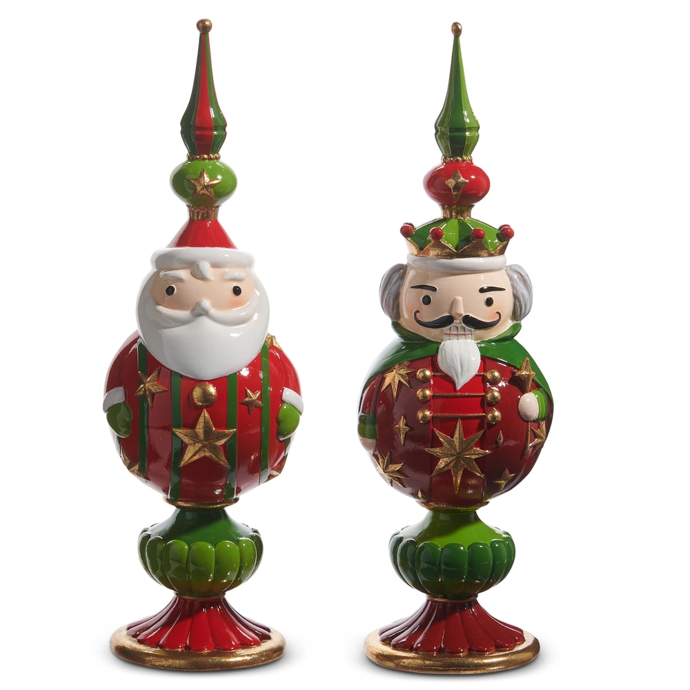 13" Santa and Nutcracker Finial