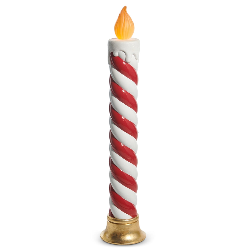 38" Red and White Swirl Battery Operated Candle