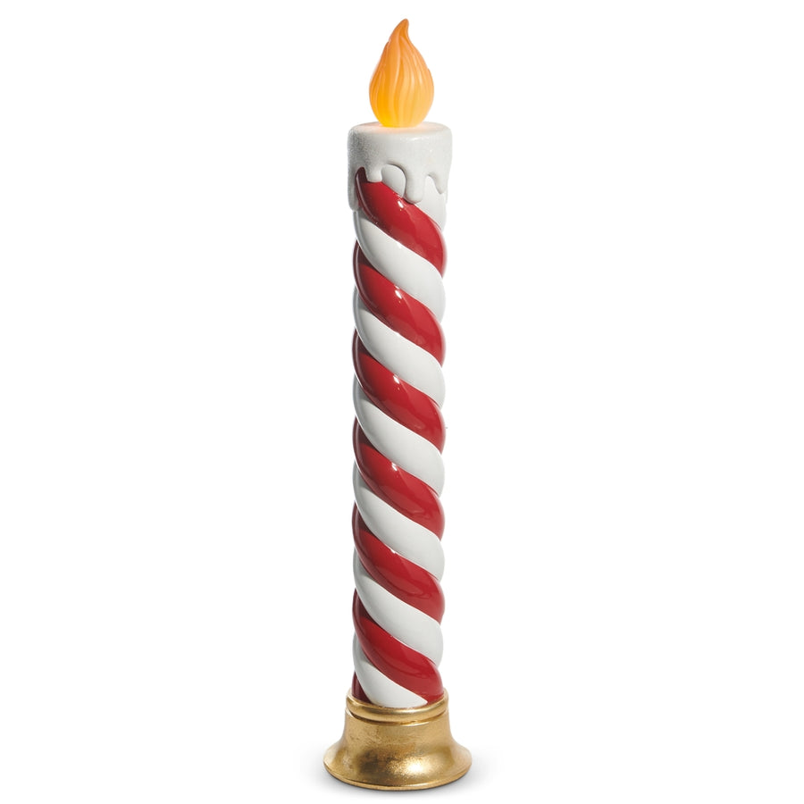 38" Red and White Swirl Battery Operated Candle