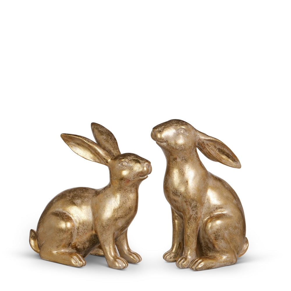 9" Gold Rabbit - Set Of 2 Gold Resin