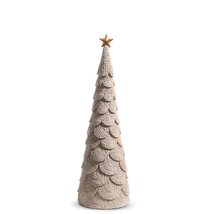 15" Whitewash Scalloped Pattern Woven Tree