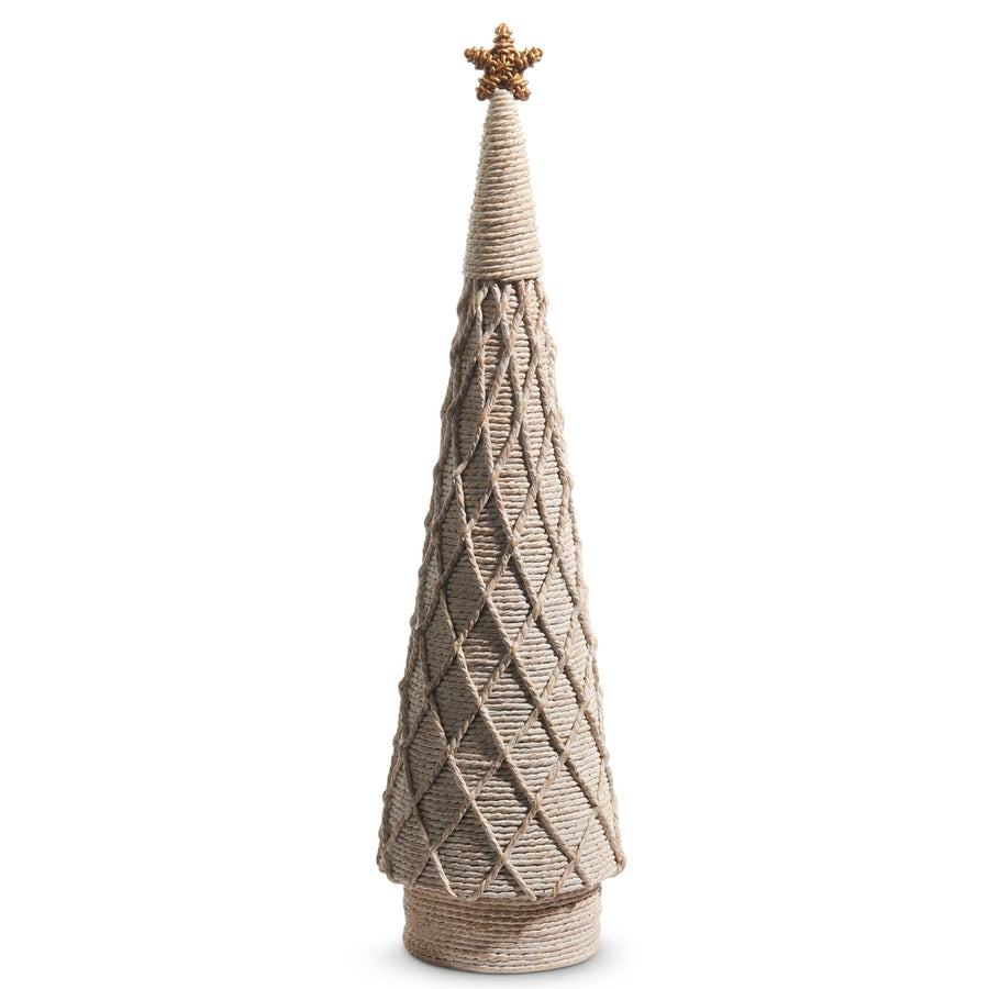 18.5" Whitewash Diamond Pattern Woven Tree