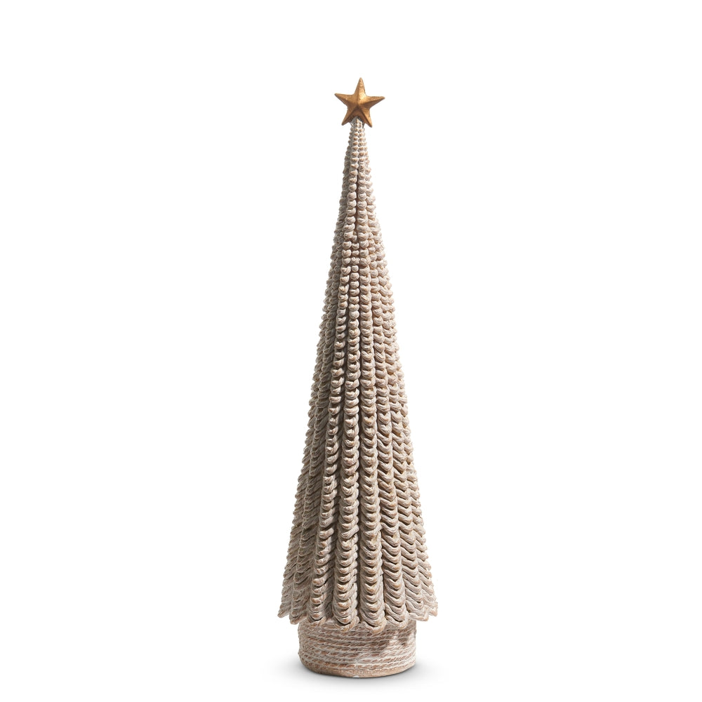 13.5" Whitewash Knitted Pattern Woven Tree