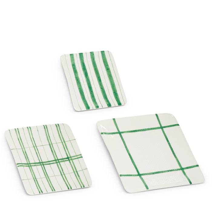 12" Green Plaid Plates
