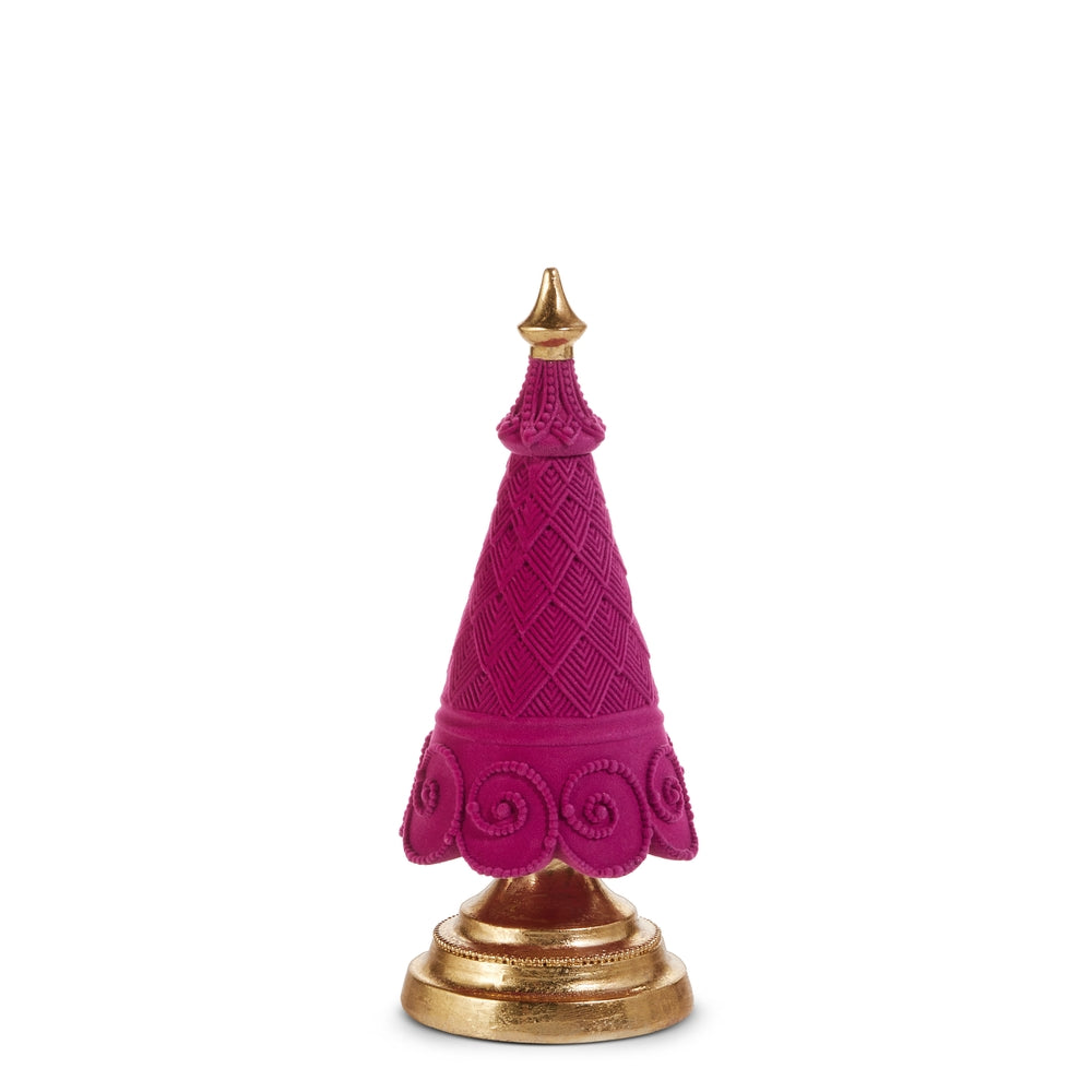 11.5" Fuchsia Flocked Tree