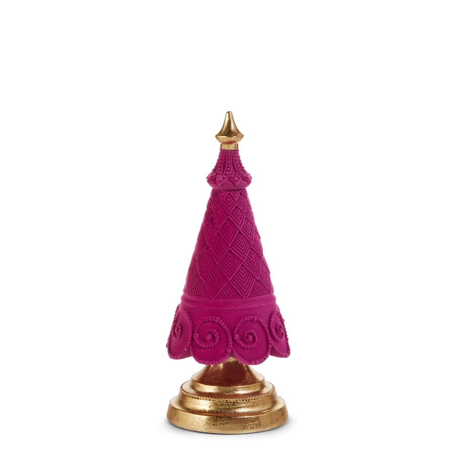 11.5" Fuchsia Flocked Tree
