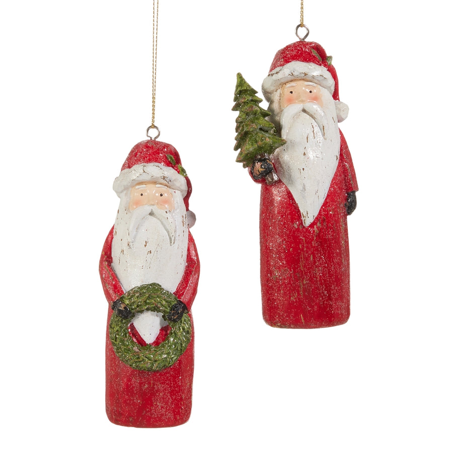 5" Carved Santa Ornament