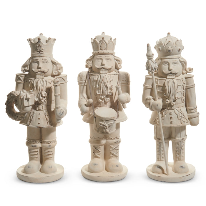 11.75" Distressed Whitewashed Nutcracker