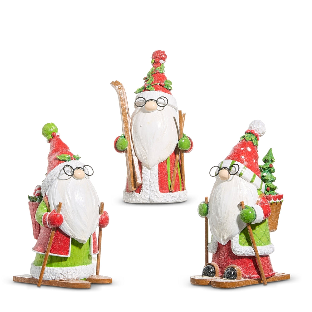 9" Holly-Day Skiing Santa Gnome