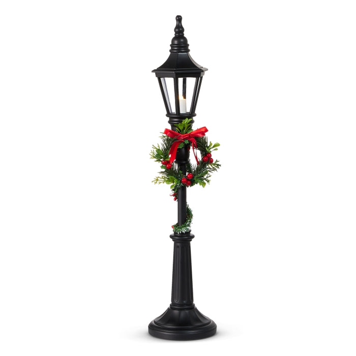 21" Lighted Black Lamp Post