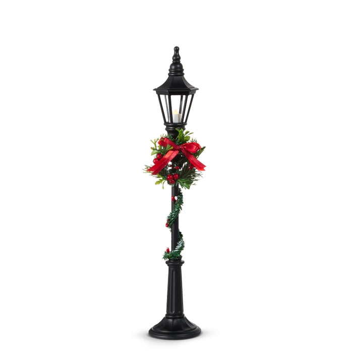 18.5" Lighted Black Lamp Post
