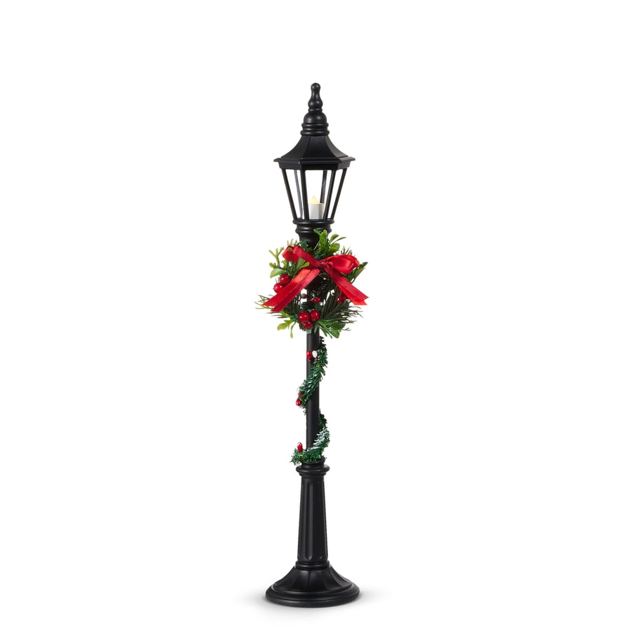 18.5" Lighted Black Lamp Post