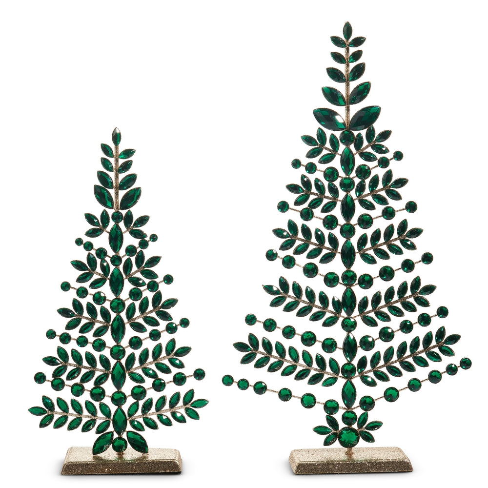 19" Green Jeweled Christmas Trees