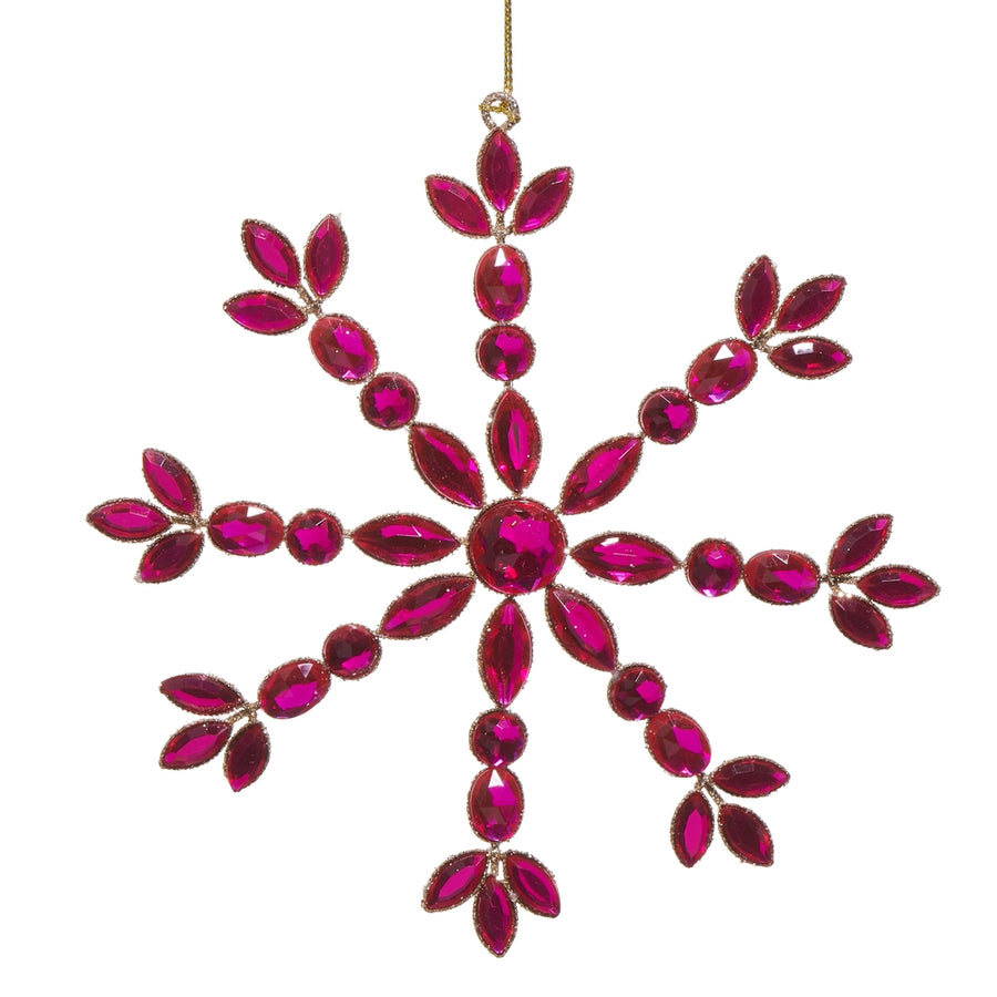 6.5" Pink Jeweled Snowflake Ornament