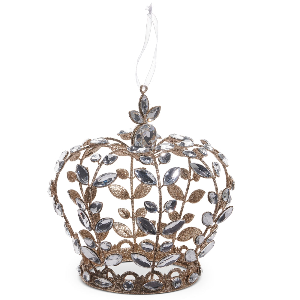 7.5" Clear Jeweled Crown Ornament