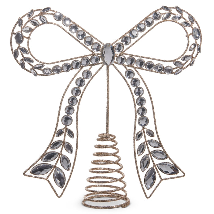 10.5" Clear Jeweled Bow Tree Topper