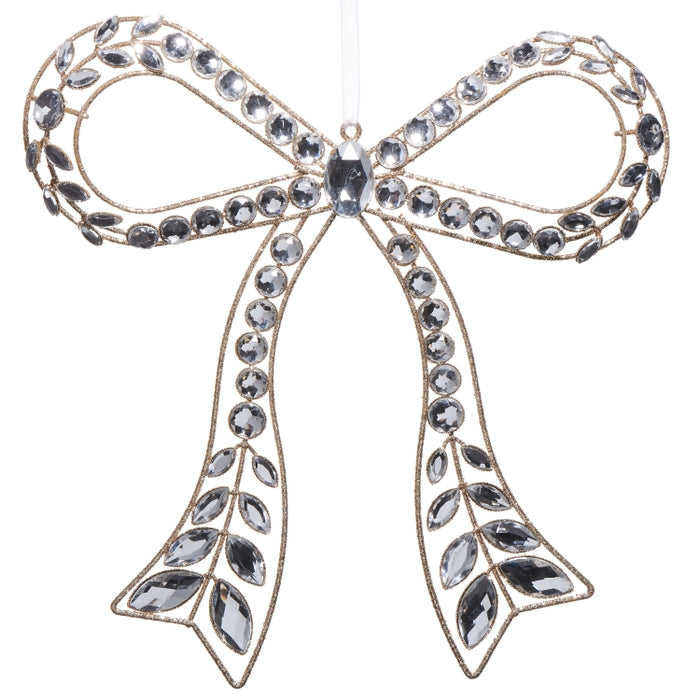 10.5" Clear Jeweled Bow Ornament