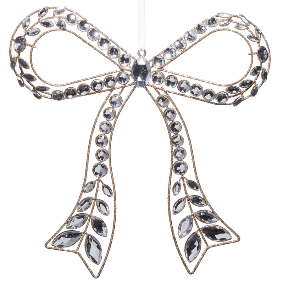 10.5" Clear Jeweled Bow Ornament