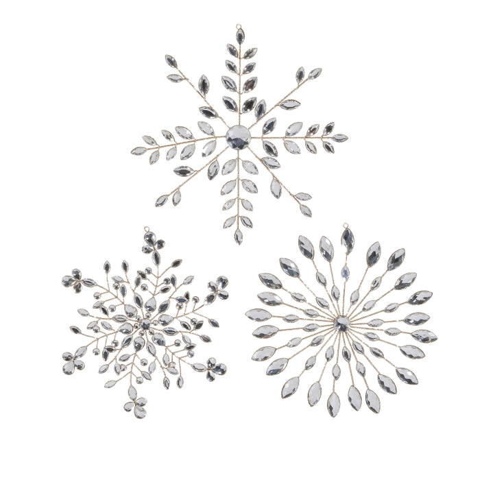 10.5" Clear Jeweled Snowflake Ornament