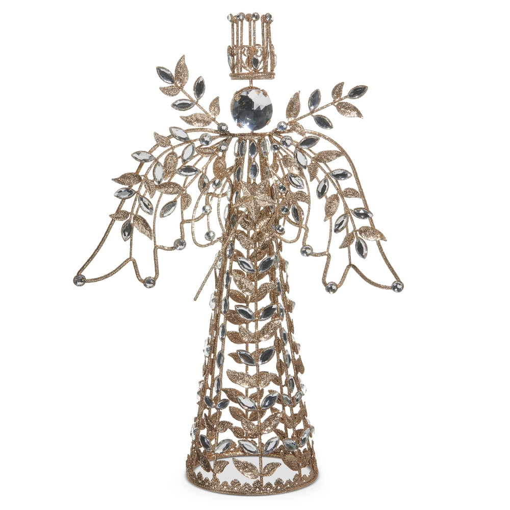 16" Champagne and Clear Jeweled Angel Tree Topper