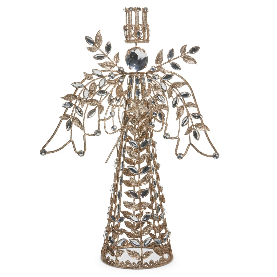16" Champagne and Clear Jeweled Angel Tree Topper