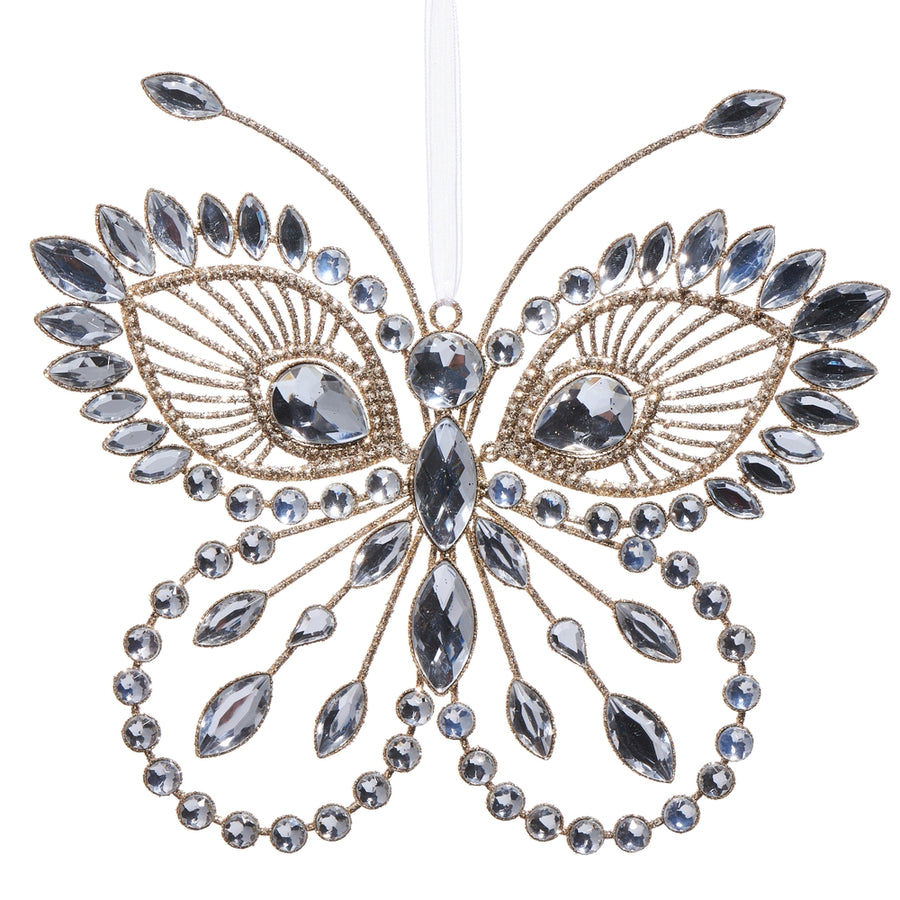 8" Clear Jeweled  Butterfly Ornament