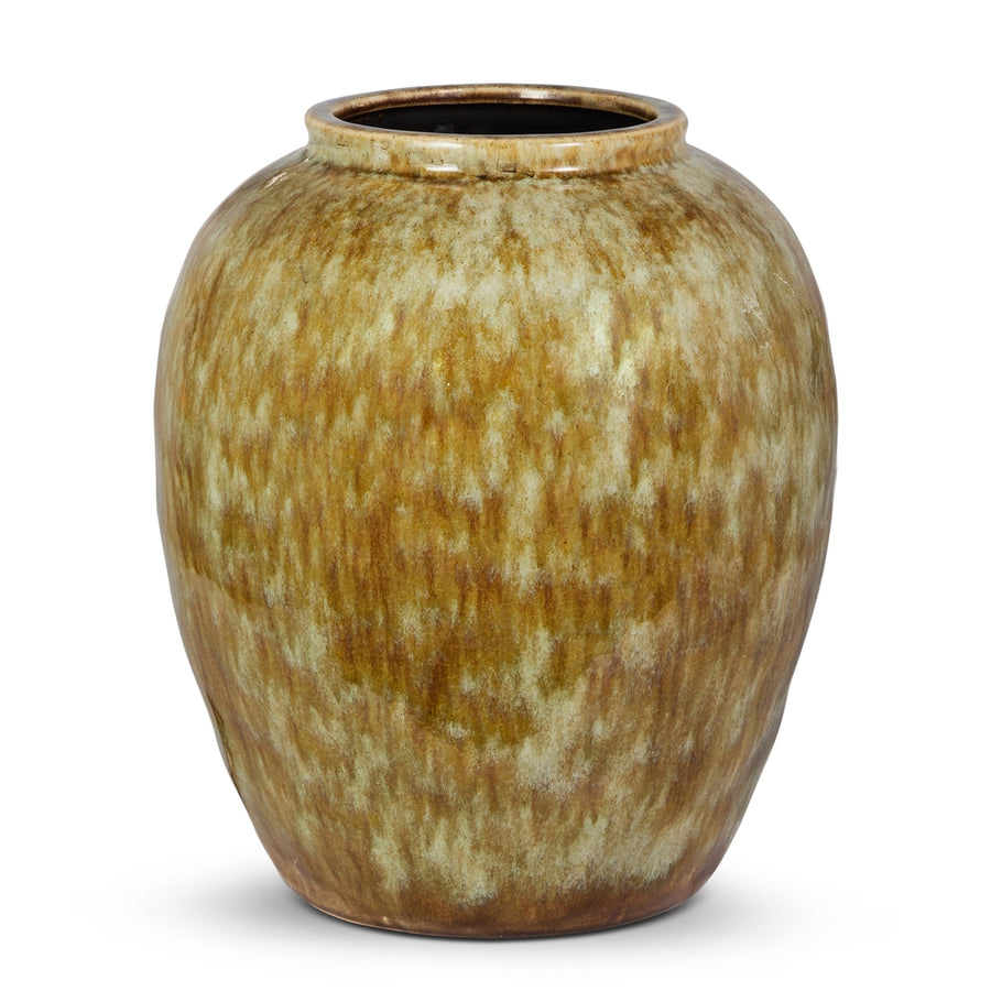 14" Glazed Stoneware Vase in Gold