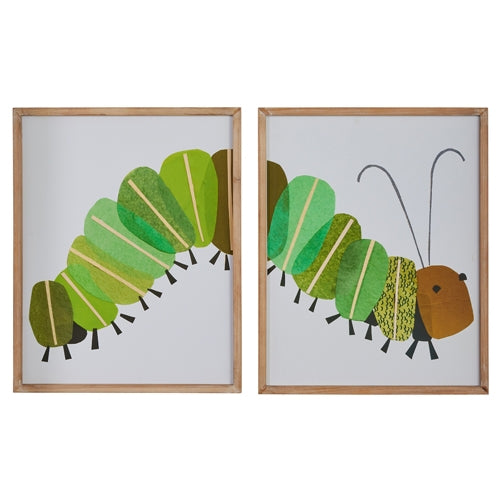 23.85" Caterpillar Framed Diptych Wall Art
