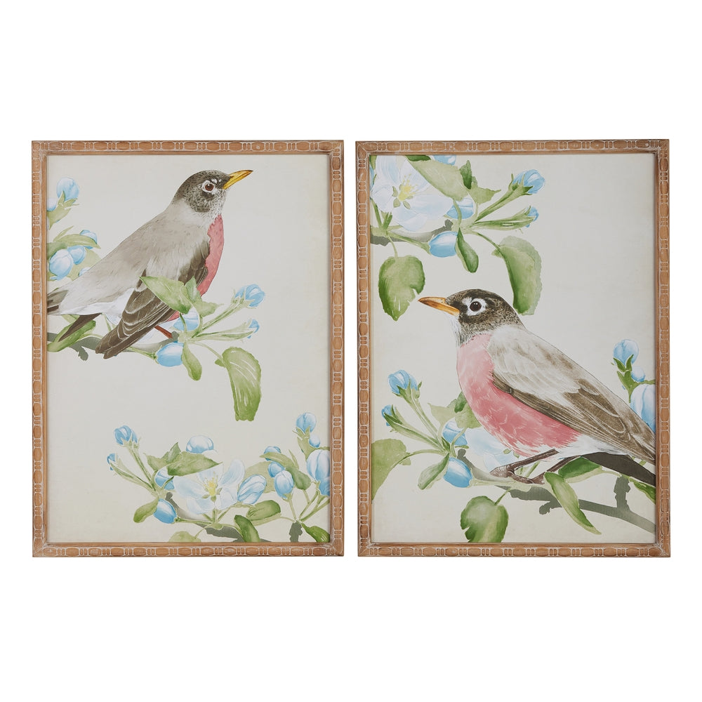 23.5" Robin on Apple Blossom Branch Framed Wall Art