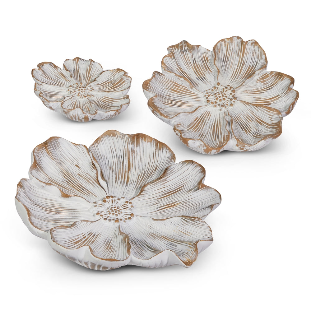 11.5" Whitewash Flowers Trays