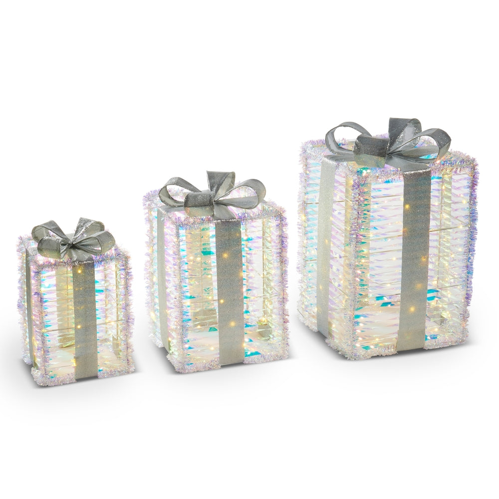 20.5" Lighted Silver Presents