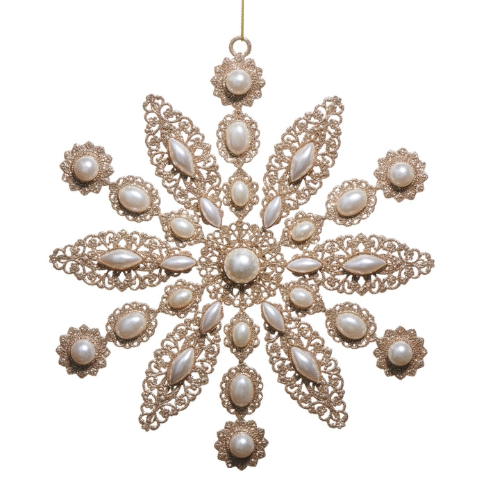 9" Glitter and Pearl Ornament