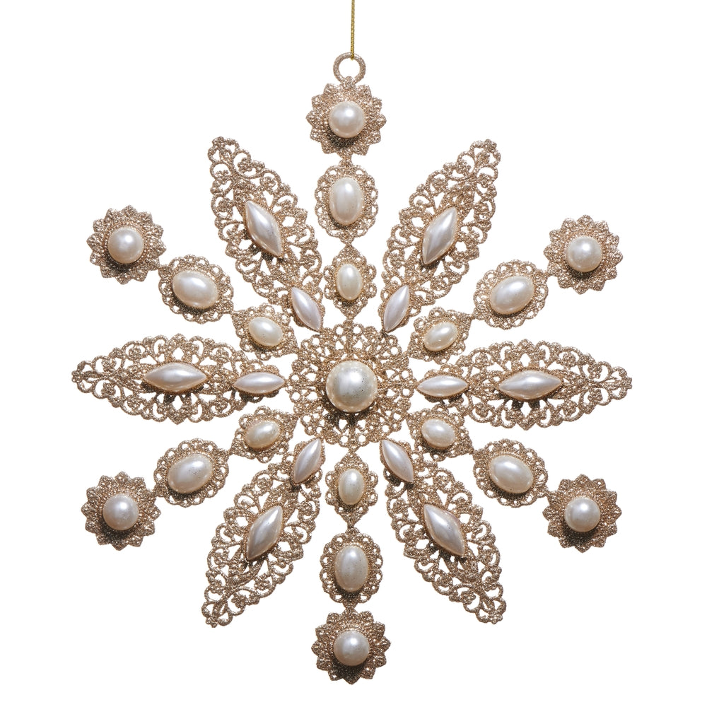 9" Glitter and Pearl Ornament