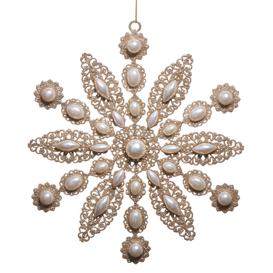 9" Glitter and Pearl Ornament
