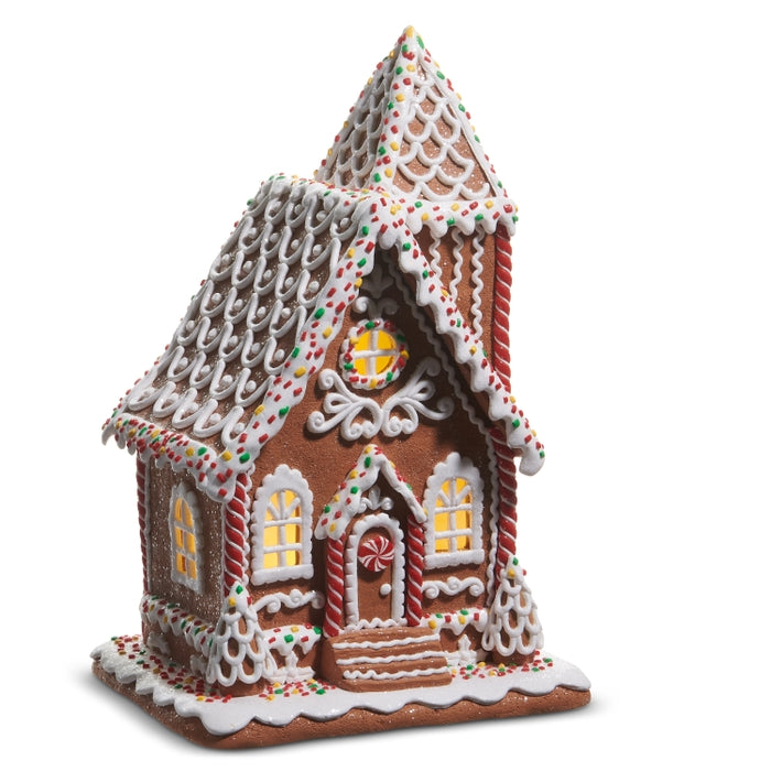 12.75" Lighted Sprinkle Gingerbread House